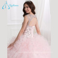 Sequined Perlen Kristall Rüschen Rosa Quinceanera Kleider Ballkleid